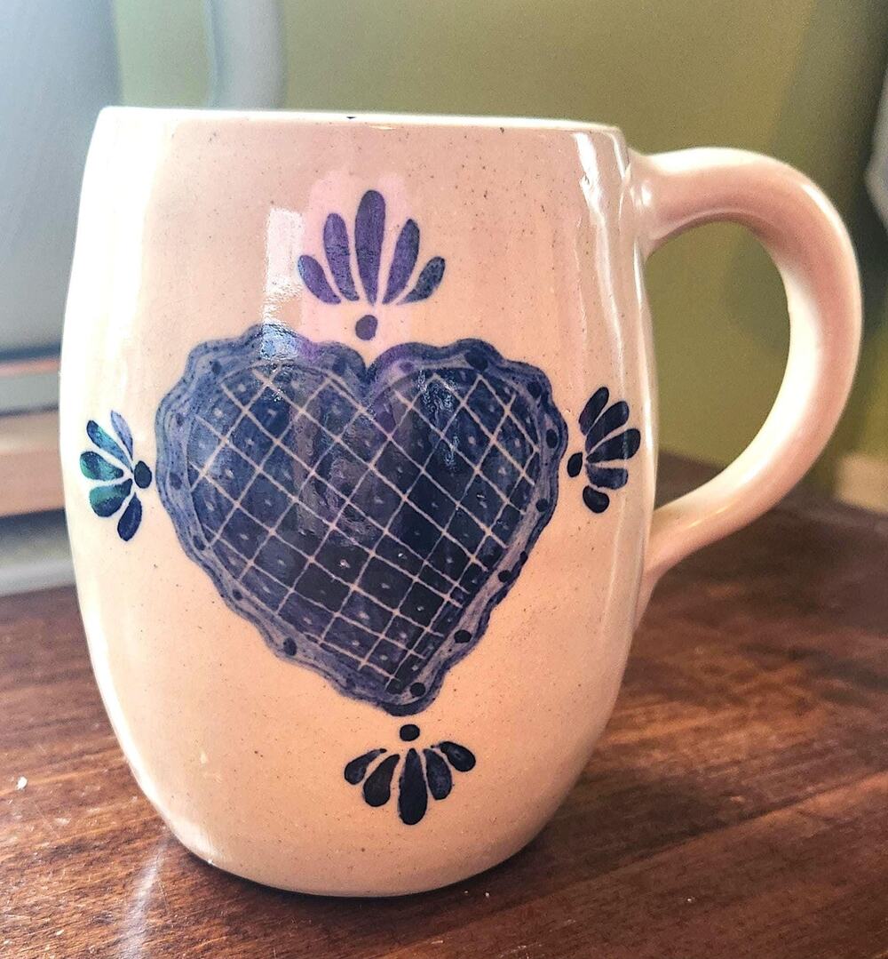 Blue Speckled Heart Marshall Pottery | Coffee | Hot Chocolate Mug | Vintage
